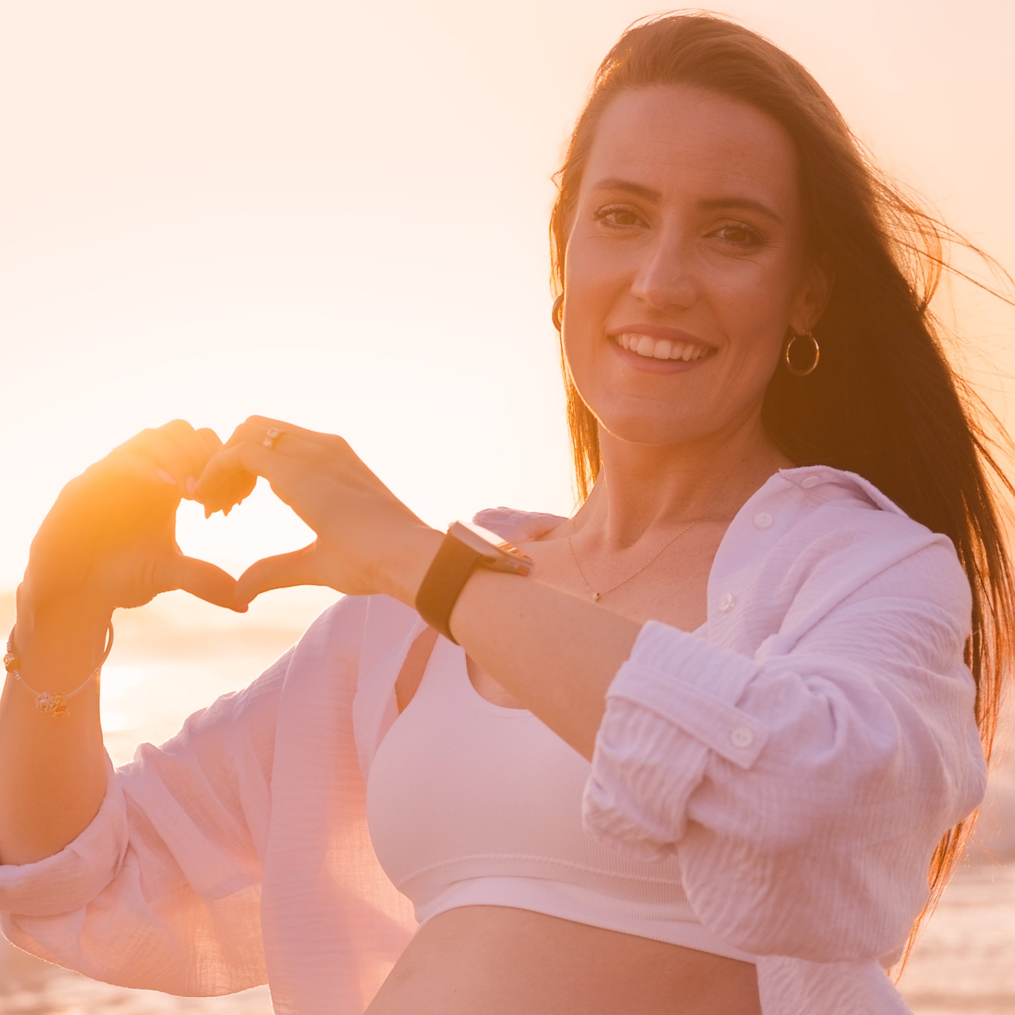 Maternity Couple Brenton on Sea - Heart Hand Gesture